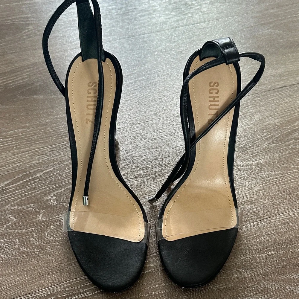 SCHUTZ Black and Clear Strappy Heels — LIKE NEW!! - Picture 4 of 4